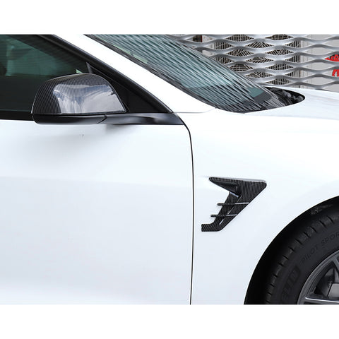 Glossy Carbon Fiber Side Fender Camera Flank Cover Trim For Tesla Model 3 Y 2021