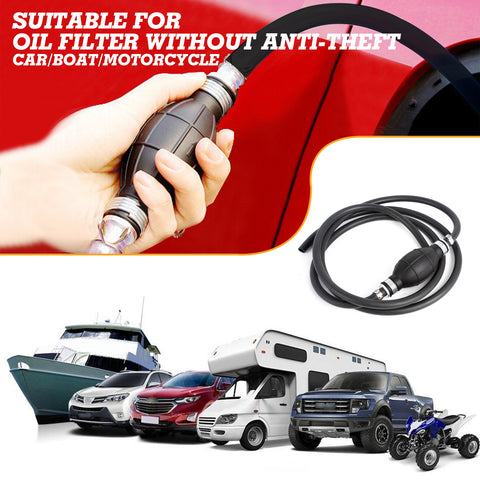 3/8" Black Rubber Fuel Hose Line Assembly w/6FT Primer Pump Bulb Steel Hose Clamps Universal For Marine Outboard Boats RVs Tractors Caravan