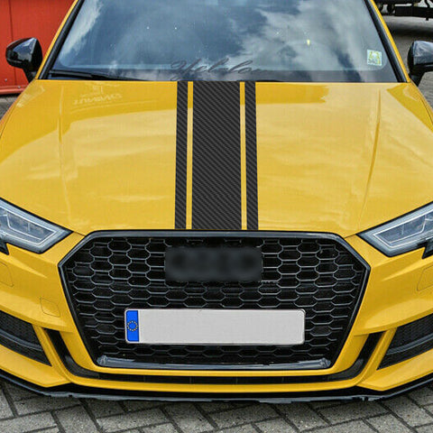 3X Carbon Fiber Texture Waterproof KK Vinyl Front Hood Bumper Stripe Sticker