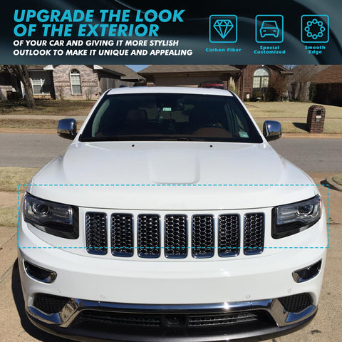 Carbon Fiber Style Headlight Eyebrow Eyelid Trim For Jeep Grand Cherokee 2014-16