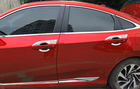 Exterior Door Handle Bowl Insert Molding Cover Decorative Protector Trim Chrome ABS for Honda Civic 10th Gen Sedan 2016 2017 2018 2019 2020 w/ keyless hole