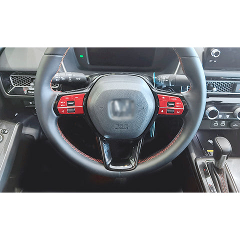 6x Red JDM Sporty Steering Wheel Button Cover Trim For Honda Civic 11th Gen 2022