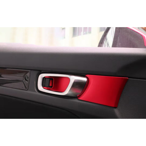 4Pcs Sport Racing Style Red Door Handle Bowl Cover Trim For Honda Civic 11th Gen