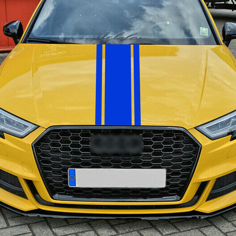 3X Blue KK Vinyl Front Hood Bumper Fender Trunk Stripe Stickers Decal For Car