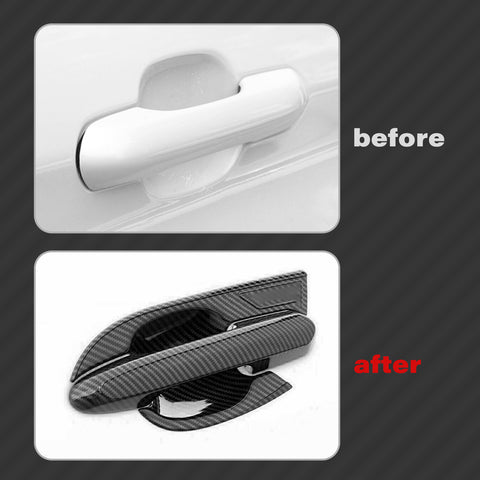 8PCS Door Handle + Door Handle Bowl Cover Trim Kit For Toyota Highlander 2020-UP, Carbon Fiber Pattern