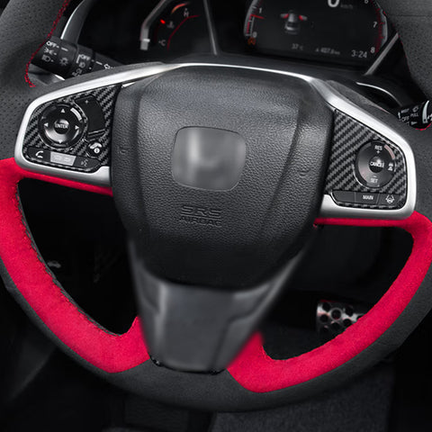 For Honda Civic 2016-2021 Carbon Fiber Texture Steering Wheel Button Cover Trim