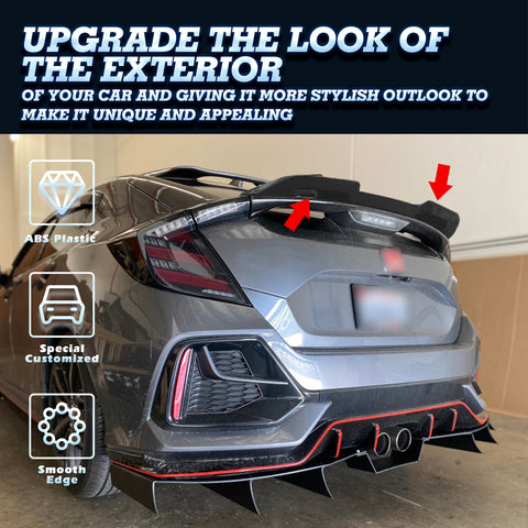 For 2017-2021 Honda Civiv Hatchback Glossy Black V-Style Duckbill Trunk Spoiler