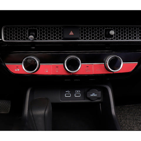 6pcs Red Inner Center Console AC Switch Cover Trim For Honda Civic 11th Gen 2022