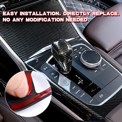 Carbon Fiber Pattern Gear Shift Knob Cover Trim For BMW 3 Series G20 2019-2024