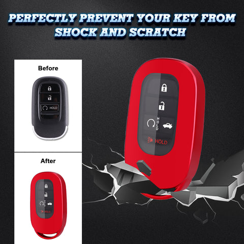 Red Soft TPU Full Protect Remote Smart Key Fob Cover For Honda Accord Civic 2022