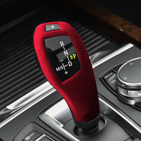 Red Suede Leather Gear Shift Knob Cover For BMW 2 3 4 series F20 F22 F30 F32 F33