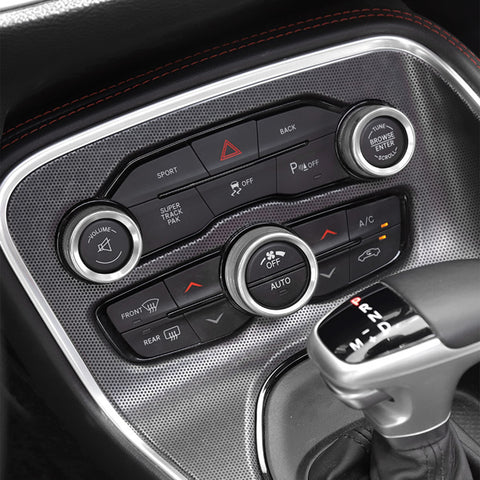 3PCS Silver Alloy Aluminum AC Climate Twist Radio Volume Adjust Switch Button Control Knob Ring Cover Trim Compatible with Dodge Charger Challenger or Chrysler 300 300s 2015-2021