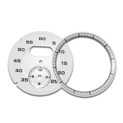 Interior Guard Dial Gauge Face Cover Trim Sporty Chrono Instrument Overlay for Porsche Macan Boxster Cayenne Cayman 991 Panamera 970 (White)