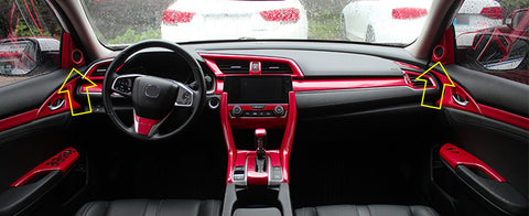 Interior Front Door Stereo Speaker A-Pillar Cover Trim Accessories for Honda Civic 10th Gen 2016 2017 2018 2019 2020 - Red (2pcs)