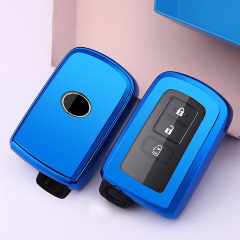 Blue TPU Full Seal Smart Key Fob Case For Toyota Camry Corolla Highlander Avalon