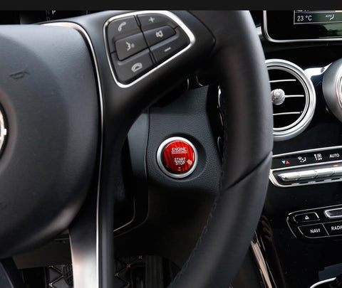 Real Carbon Fiber Keyless Engine Start Stop Push Button Decor Cover for Mercedes B C E S G CL SL ML GL CLA CLS GLA GLC GLK GLE GLS Class W176 W246 W205 X253 X156 C117-Red