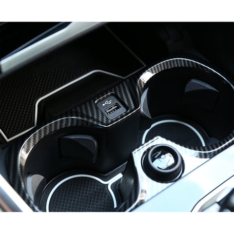 Carbon Fiber ABS Center Water Cup Holder Cover Trim For BMW 3 Series G20 2019-21