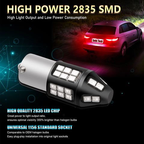 7506 1156 LED Flash Strobe Brake Stop Light Bulbs for Audi BMW VW Mercedes RED