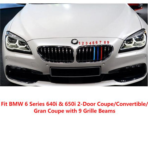 M-Colored Front Kidney Grille Insert Trim Cover For BMW 6 Series F12 F13 2016-18