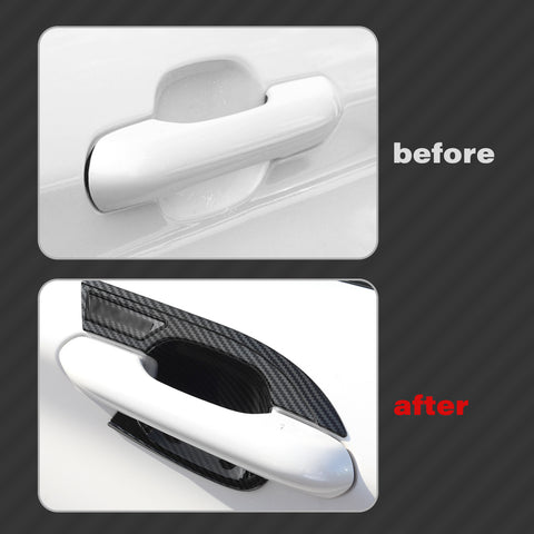 Carbon Fiber ABS Exterior Door Handle Bowl Cover Trim For Ford Explorer 2020-23