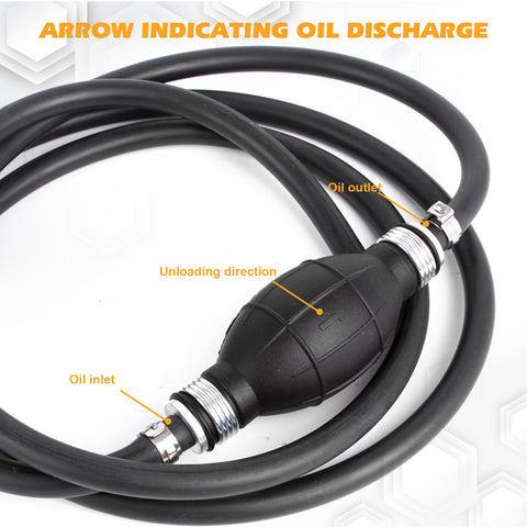 3/8" Black Rubber Fuel Hose Line Assembly w/6FT Primer Pump Bulb Steel Hose Clamps Universal For Marine Outboard Boats RVs Tractors Caravan