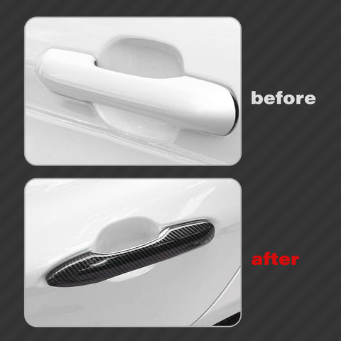 4PCS Exterior Door Handle Cover Trim For Toyota Highlander 2020-up, Carbon Fiber Pattern