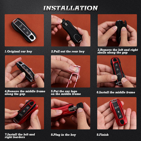 Gloss Orange Shockproof Smart Key Fob Holder Shell For Panamera Cayenne Carrera Taycan