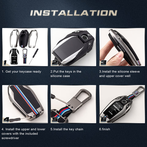 Sliver Zinc Alloy&Silicone Full Seal Key Fob Cover For BMW 5 6 7 Series X5 X6 X7
