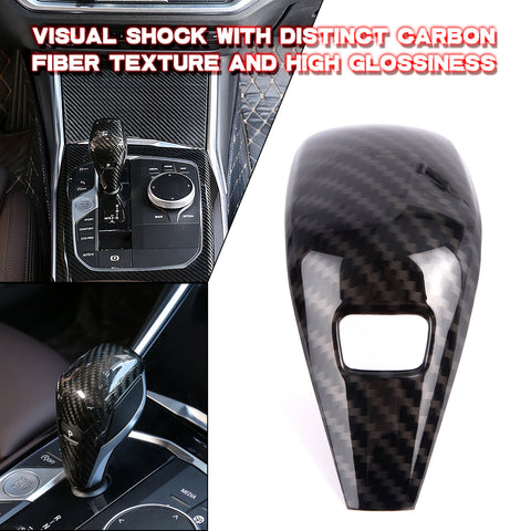 Carbon Fiber Pattern Gear Shift Knob Cover Trim For BMW 3 Series G20 2019-2024