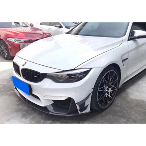 Exterior Front Bumper Lip Fin Splitter Spoiler Canard Winglet Diffuser Trim For BMW 3 Series F80 F82, Carbon Fiber Style