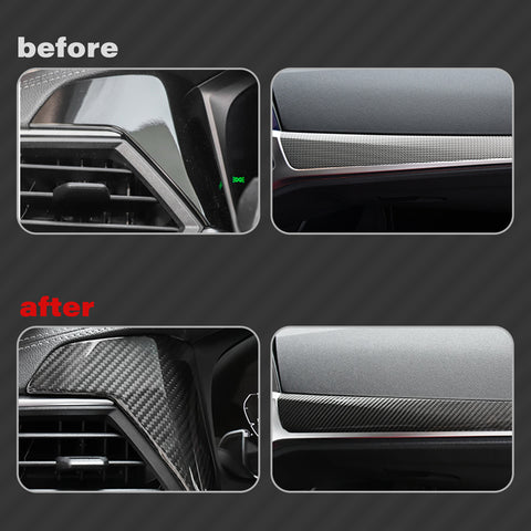 2X Interior Carbon Fiber Texture Dashboard Strip Trim For BMW G20 G21 2019-2021