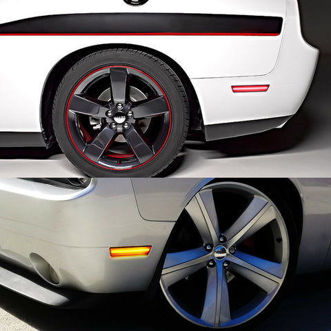 For Dodge Challenger 2008-2014 Smoked LED Front + Rear Side Bumper Marker Light
