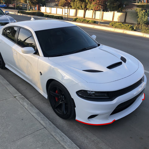 2PCS Exterior Front Bumper Lip Splitter Spoilers Protector Bumper Corner Edge Guard Cover Trim Accessories Compatible With Dodge Charger SRT Hellcat/SRT 392/Scat Pack/RT Scat Pack 2015-2021, Red