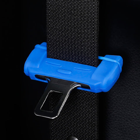 4PCS Blue Silicone Interior Vehicle Seat Belt Buckle Clip Safety Cover Trims