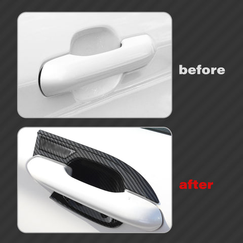 4PCS Exterior Door Handle Bowl Cover Trim For Toyota Highlander 2020-up, Carbon Fiber Pattern