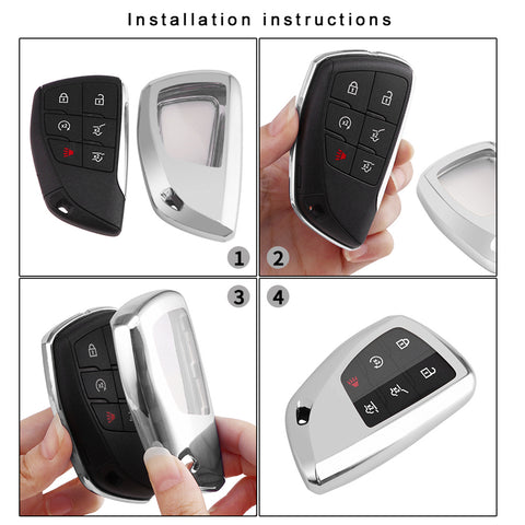 Silver Soft TPU Full Protect Remote Key Fob Cover For Chevrolet Suburban 2021-up