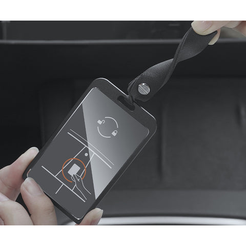 Black Aluminum w/Keychain Key Card Holder Protector For Tesla Model 3, Y, S, X