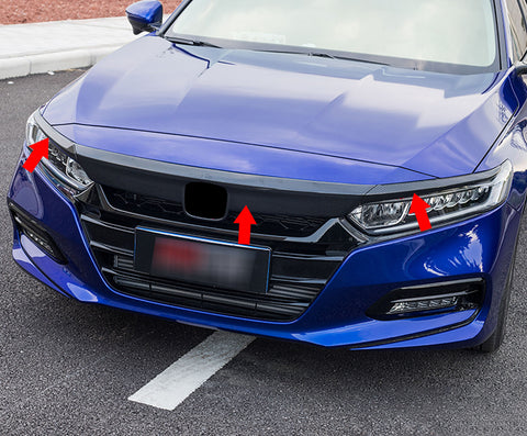 Front Grille Cover Moulding Trim fit for compatible with Honda Accord 10TH Gen 2018 2019 2020 Lip Bumper (Carbon Fiber Pattern)
