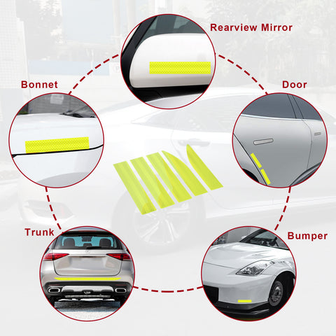 Green Reflective Car Rear Bumper Night Safety Warning Fluorescent Stickers Kit
