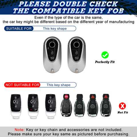 Red TPU w/Leather Texture Full Protect Remote Key Fob w/Keychain For Mercedes S-Class 2020+