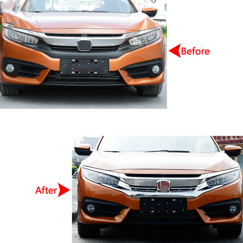 ABS Front Bumper Center Grille Lower Frame Cover Trim Honda Accord 2016 2017 2018 Chrome Silver