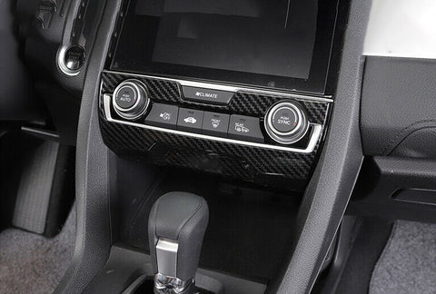 Carbon Fiber Style Center Console AC Switch Climate Control Panel Frame Molding Cover Trim for Honda Civic 2016 2017 2018 2019 2020