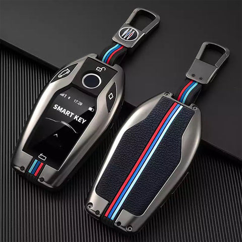 Hard Zinc Alloy Full Cover W/Keychain Key Holder Shell For BMW 5 6 7 Series X3 X4 I8 M