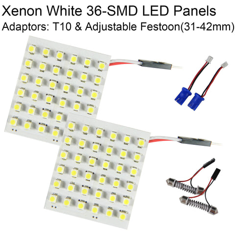 10pcs Xenon White\ Blue T10 36-SMD LED Panel Dome Light 158 168 184 194 2825 W5W