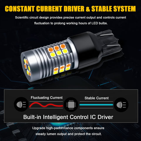 LED Turn Signal Parking/DRL Lights 7443 7444 Switchback Amber White Dual Color