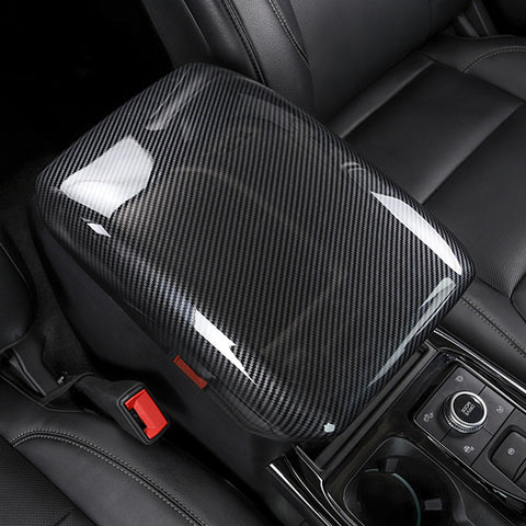 Carbon Fiber Texture Central Armrest Box Molding Cover For Ford Explorer 2020-23
