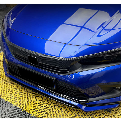 3PCS Carbon Fiber Style Front Upper Bumper Grille Trim For Honda Civic 11th Gen