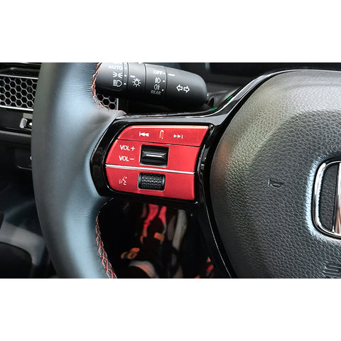 6x Red JDM Sporty Steering Wheel Button Cover Trim For Honda Civic 11th Gen 2022
