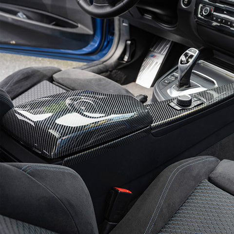 Carbon Fiber Pattern Interior Central Armrest Storage Box Cover Trim For BMW 3 Series F30 F31 2013-2018