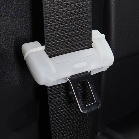 4pcs White Silicone Luminous Night Safety Car Seat Belt Buckle Clip Cover Trims